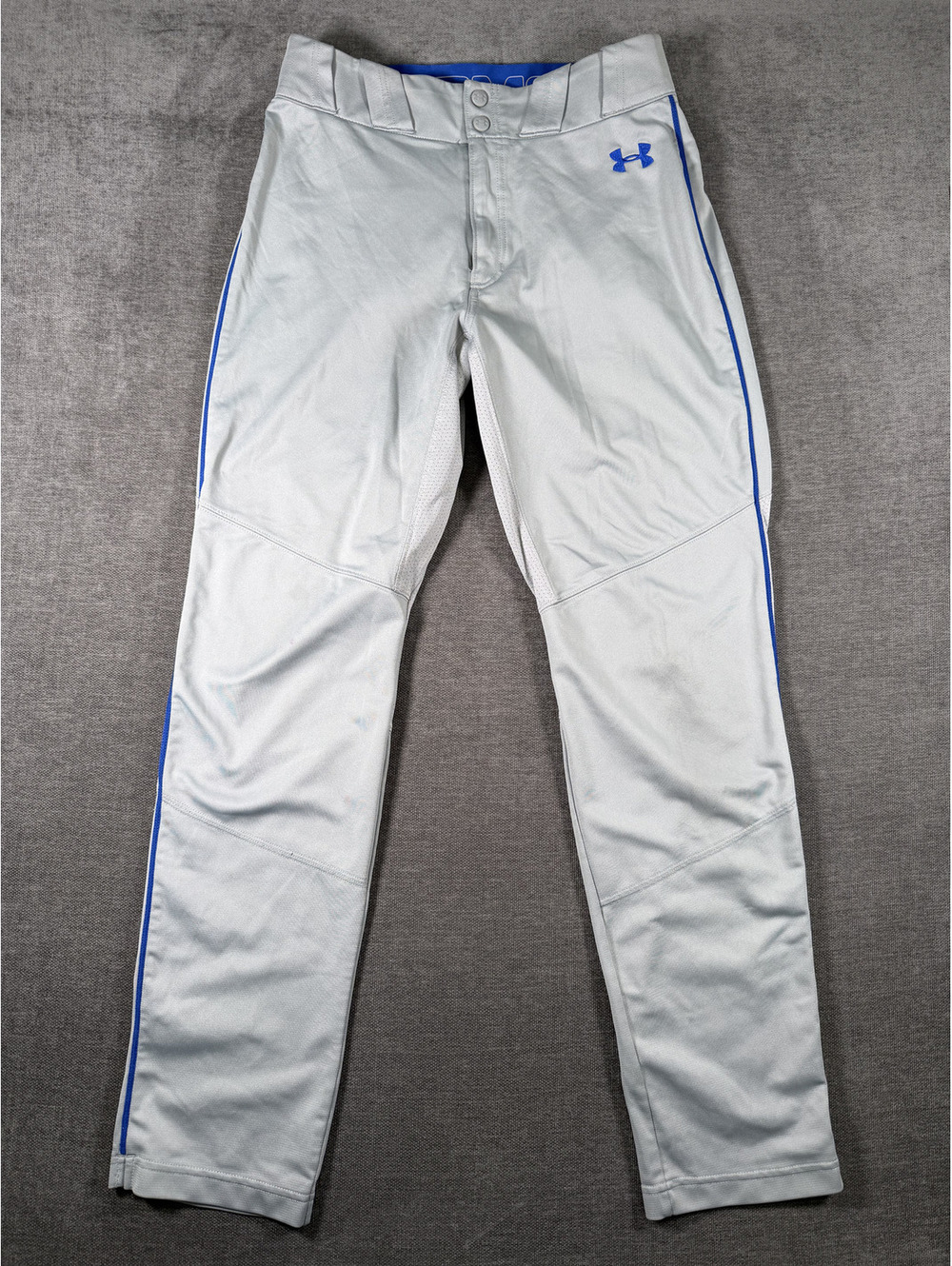 Under Armour Men's Baseball Pants Gray with Blue Trim Size Medium